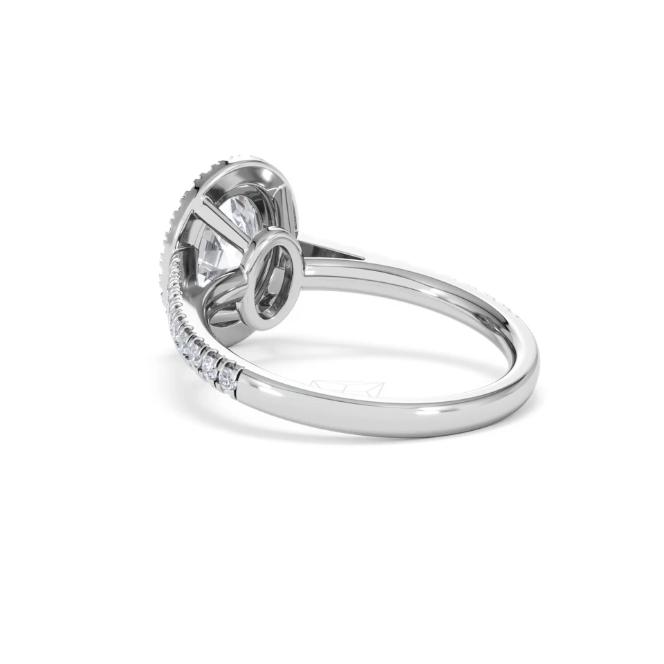 Georgina Lab Oval Diamond Halo Engagement Ring Platinum 2.05ct F/VS1