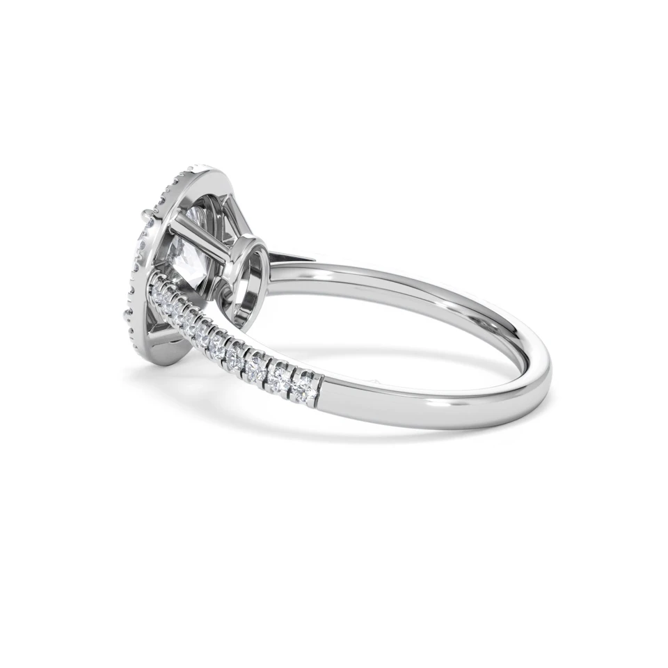 Georgina Lab Oval Diamond Halo Engagement Ring 18K White Gold 2.05ct F/VS1