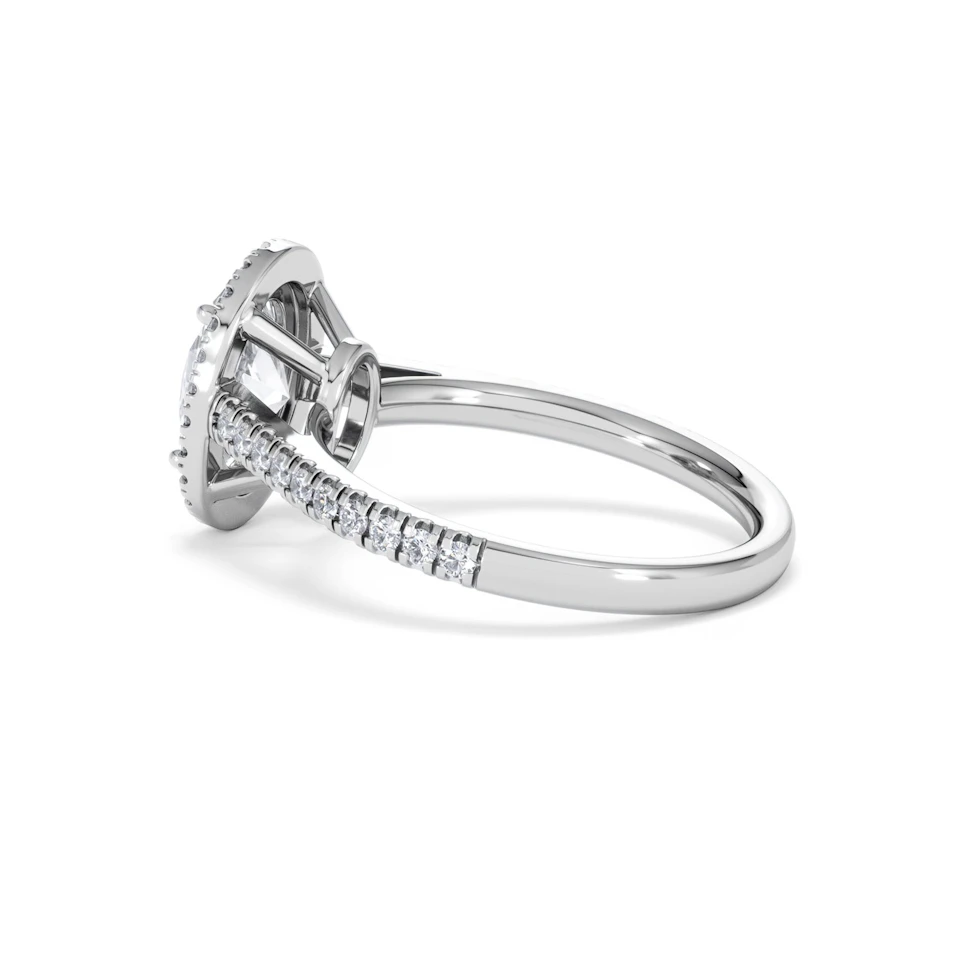 Georgina Lab Oval Diamond Halo Engagement Ring Platinum 2.05ct F/VS1
