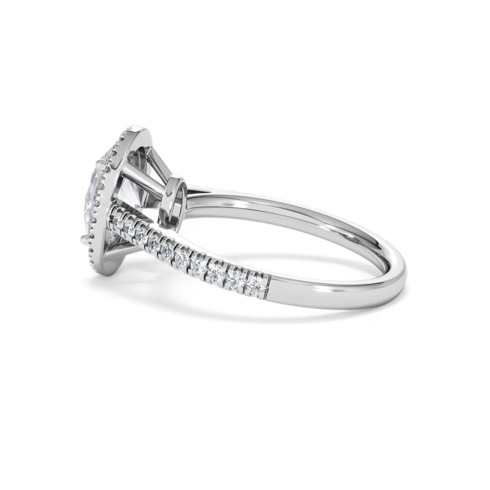 Georgina Lab Oval Diamond Halo Engagement Ring Platinum 2.05ct F/VS1