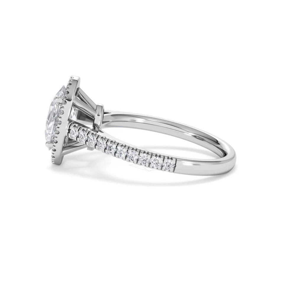 Georgina Lab Oval Diamond Halo Engagement Ring Platinum 2.05ct F/VS1