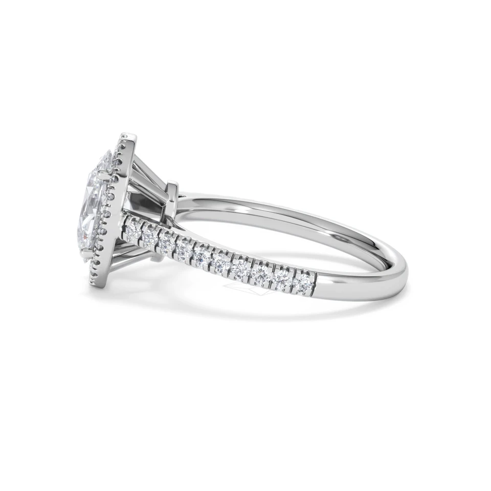 Georgina Lab Oval Diamond Halo Engagement Ring Platinum 2.05ct F/VS1