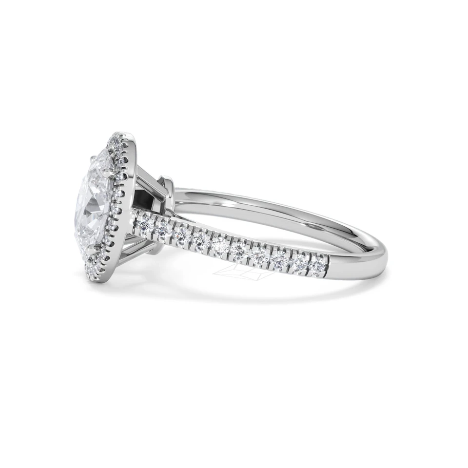 Georgina Lab Oval Diamond Halo Engagement Ring Platinum 2.05ct F/VS1
