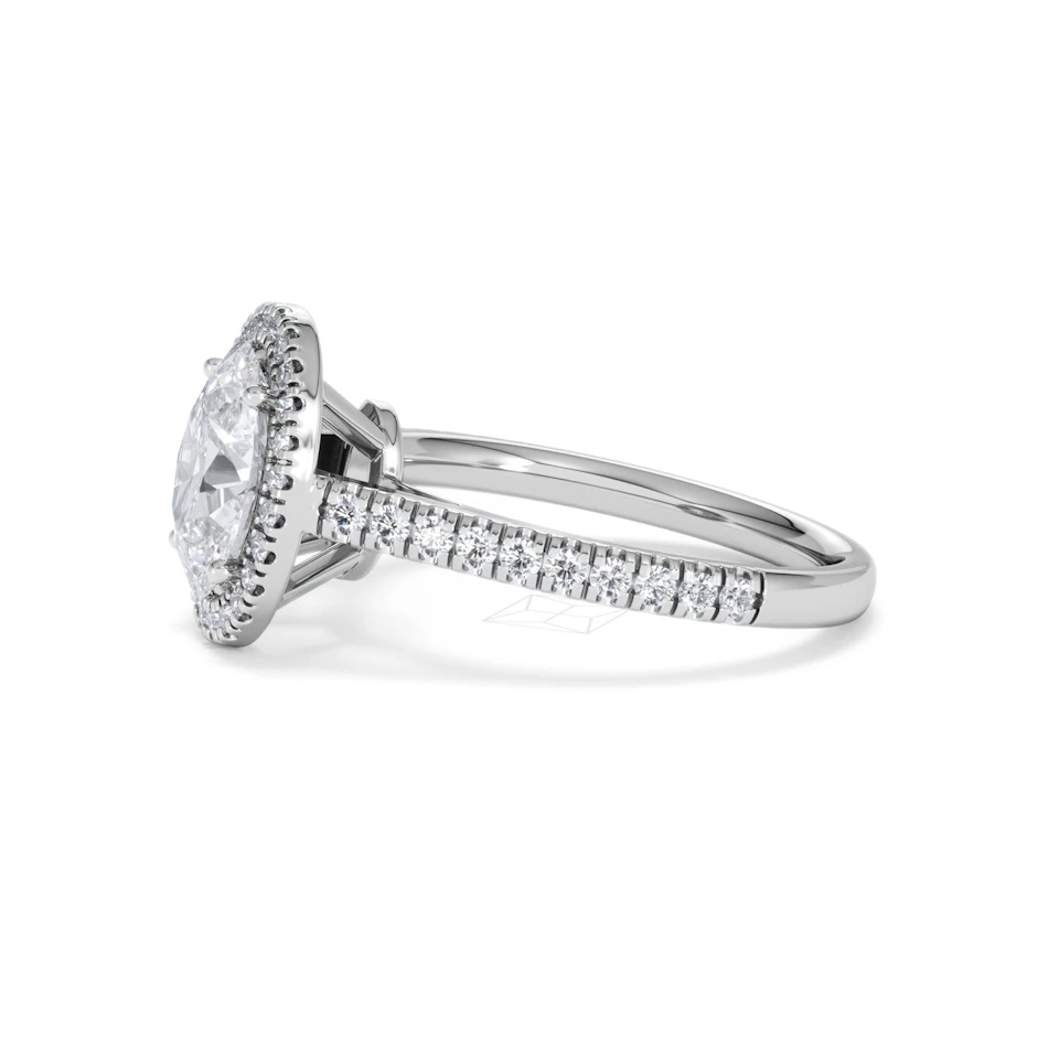 Georgina Lab Oval Diamond Halo Engagement Ring Platinum 2.05ct F/VS1
