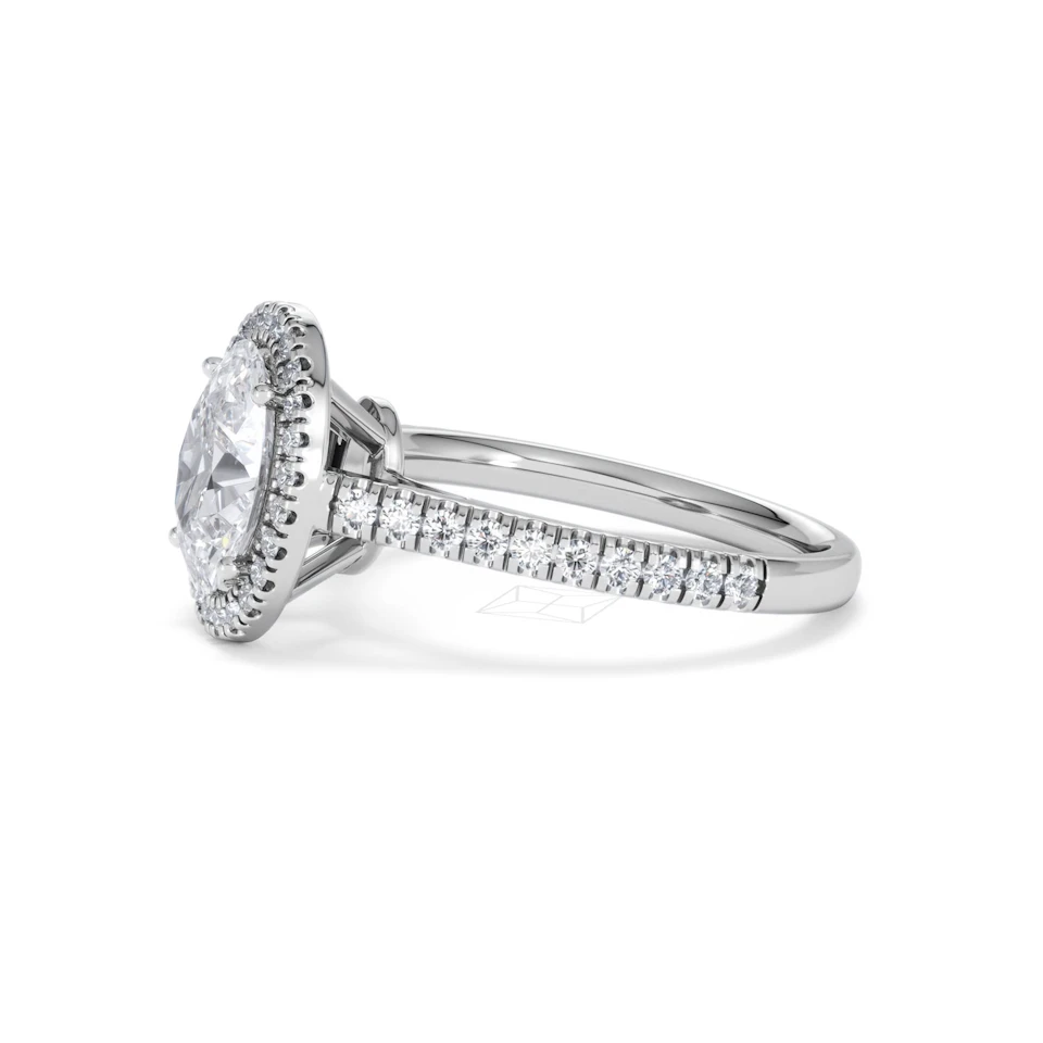 Georgina Lab Oval Diamond Halo Engagement Ring Platinum 2.05ct F/VS1