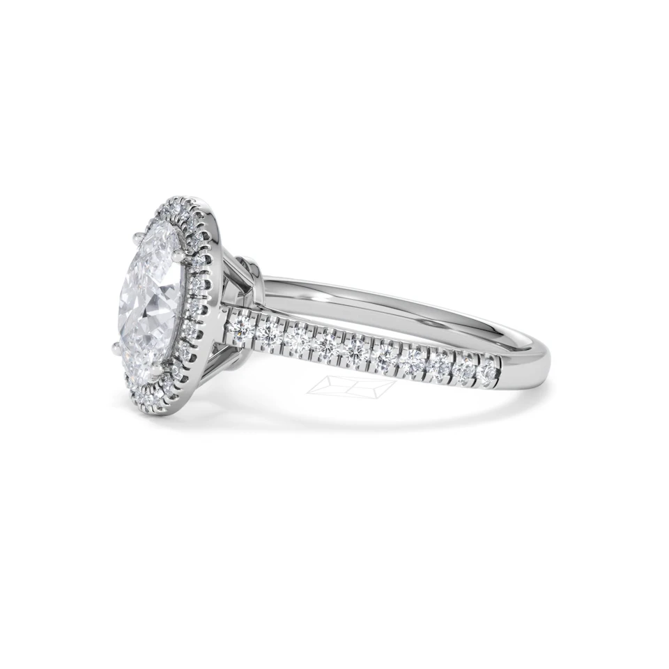 Georgina Lab Oval Diamond Halo Engagement Ring Platinum 2.05ct F/VS1