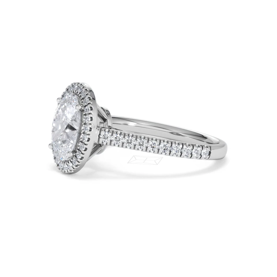 Georgina Lab Oval Diamond Halo Engagement Ring Platinum 2.05ct F/VS1
