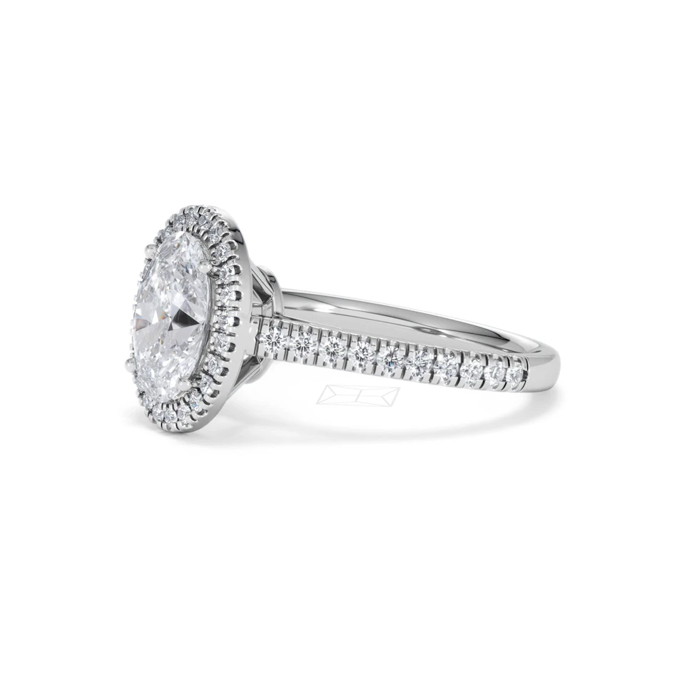 Georgina Lab Oval Diamond Halo Engagement Ring Platinum 2.05ct F/VS1