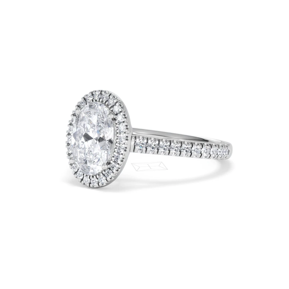 Georgina Lab Oval Diamond Halo Engagement Ring Platinum 2.05ct F/VS1