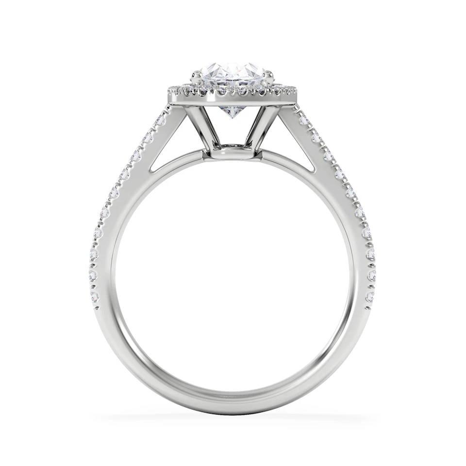 Georgina Lab Oval Diamond Halo Engagement Ring 18K White Gold 2.05ct F/VS1