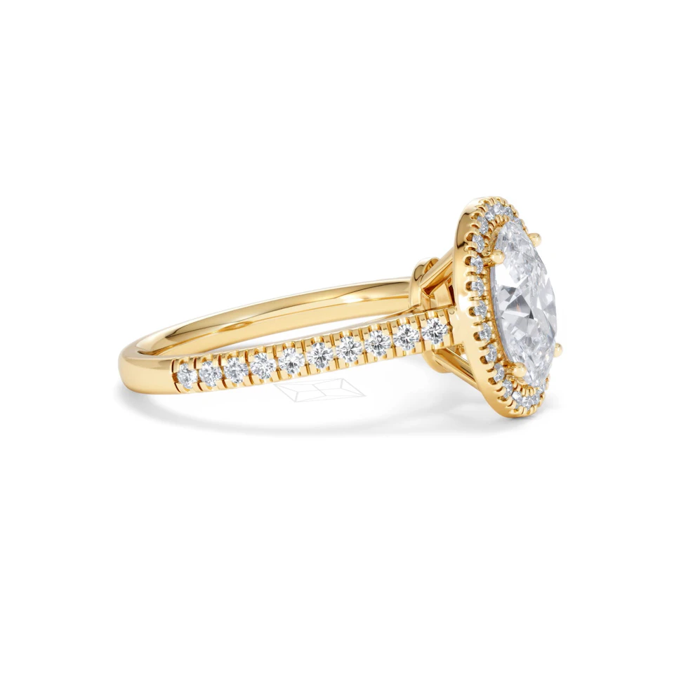 Georgina Lab Oval Diamond Halo Engagement Ring 18K Gold 2.05ct F/VS1