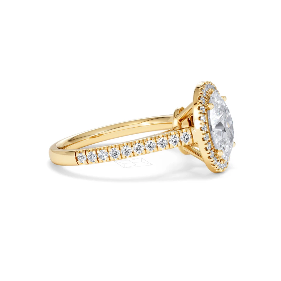 Georgina Lab Oval Diamond Halo Engagement Ring 18K Gold 2.05ct F/VS1