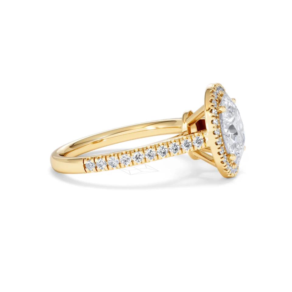 Georgina Lab Oval Diamond Halo Engagement Ring 18K Gold 2.05ct F/VS1