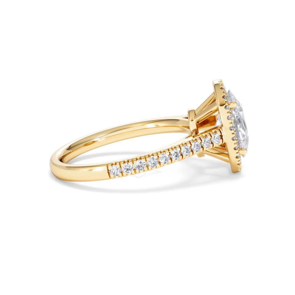 Georgina Lab Oval Diamond Halo Engagement Ring 18K Gold 2.05ct F/VS1