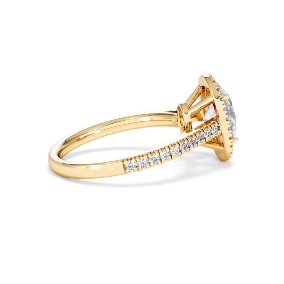 Georgina Lab Oval Diamond Halo Engagement Ring 18K Gold 2.05ct F/VS1