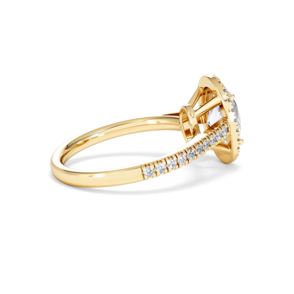 Georgina Lab Oval Diamond Halo Engagement Ring 18K Gold 2.05ct F/VS1