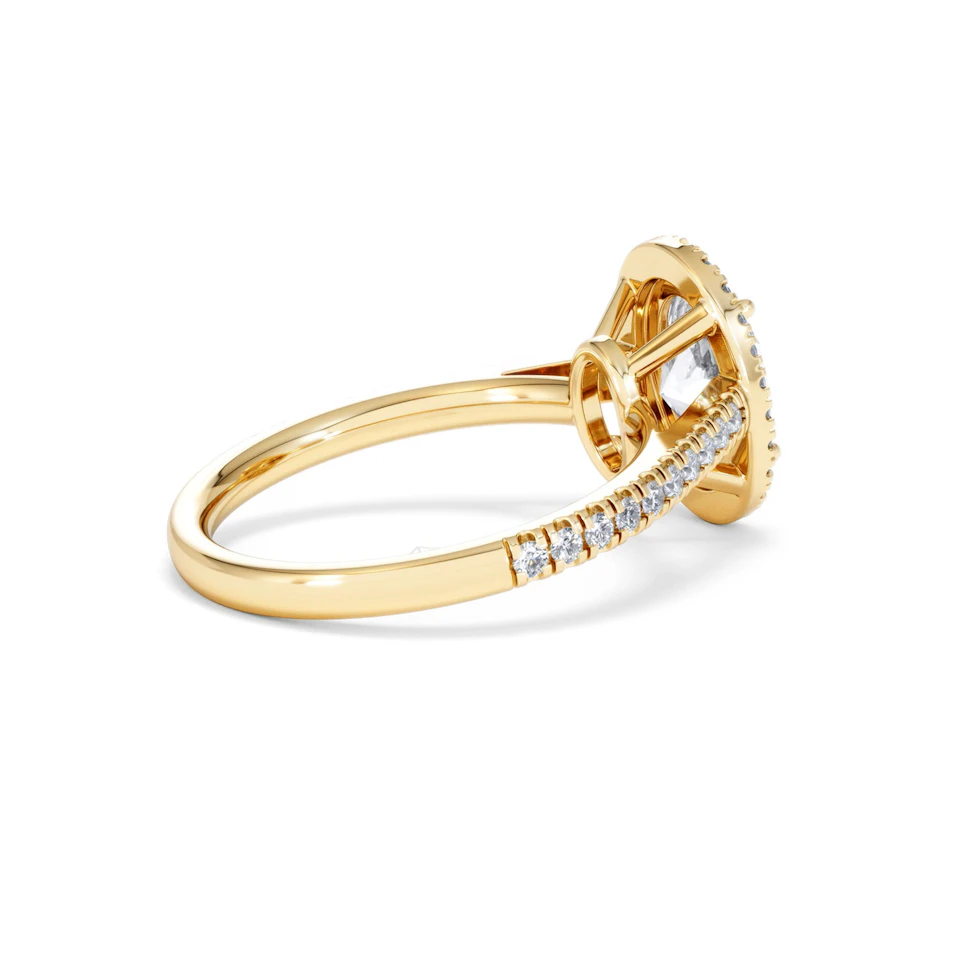 Georgina Lab Oval Diamond Halo Engagement Ring 18K Gold 2.05ct F/VS1