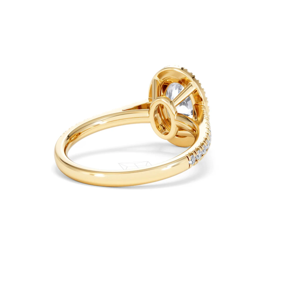 Georgina Lab Oval Diamond Halo Engagement Ring 18K Gold 2.05ct F/VS1