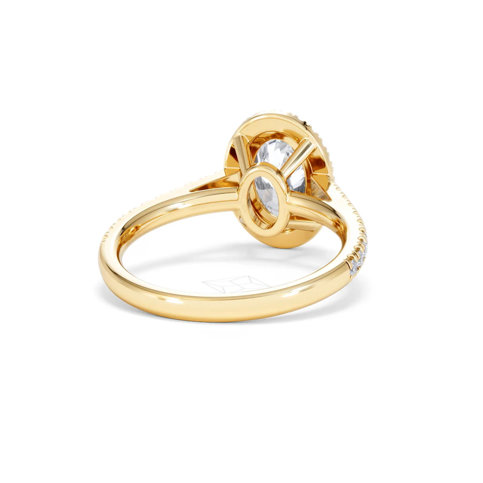 Georgina Lab Oval Diamond Halo Engagement Ring 18K Gold 2.05ct F/VS1