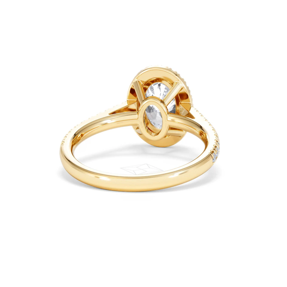 Georgina Lab Oval Diamond Halo Engagement Ring 18K Gold 2.05ct F/VS1