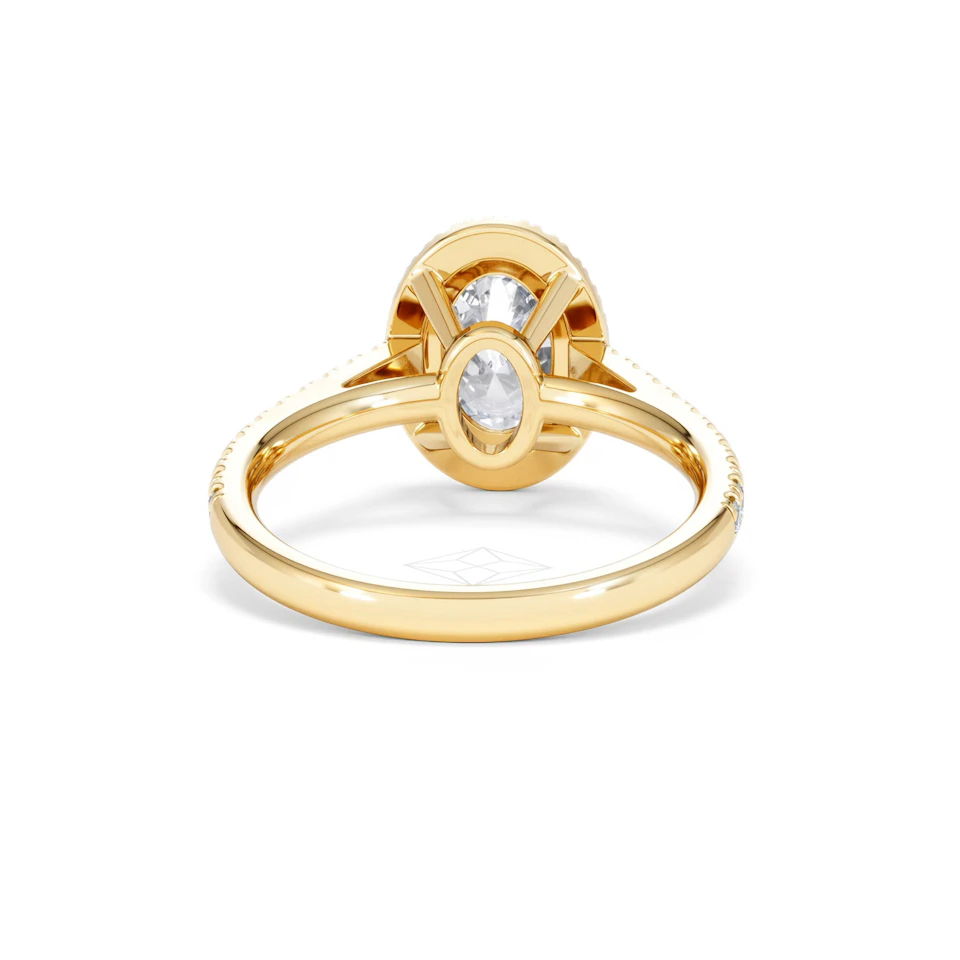 Georgina Lab Oval Diamond Halo Engagement Ring 18K Gold 2.05ct F/VS1