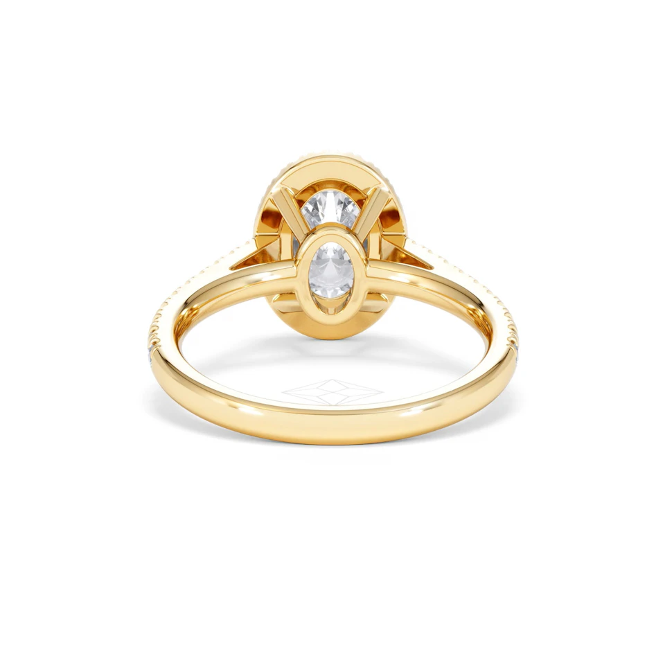 Georgina Lab Oval Diamond Halo Engagement Ring 18K Gold 2.05ct F/VS1