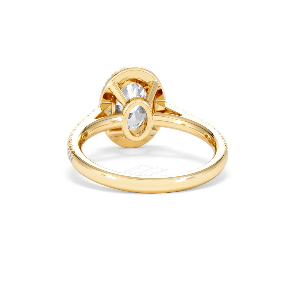 Georgina Lab Oval Diamond Halo Engagement Ring 18K Gold 2.05ct F/VS1