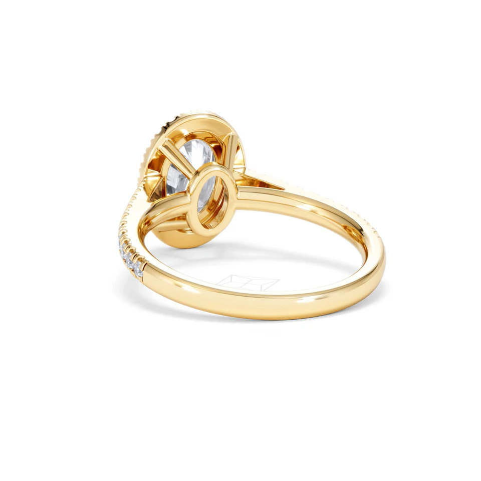 Georgina Lab Oval Diamond Halo Engagement Ring 18K Gold 2.05ct F/VS1