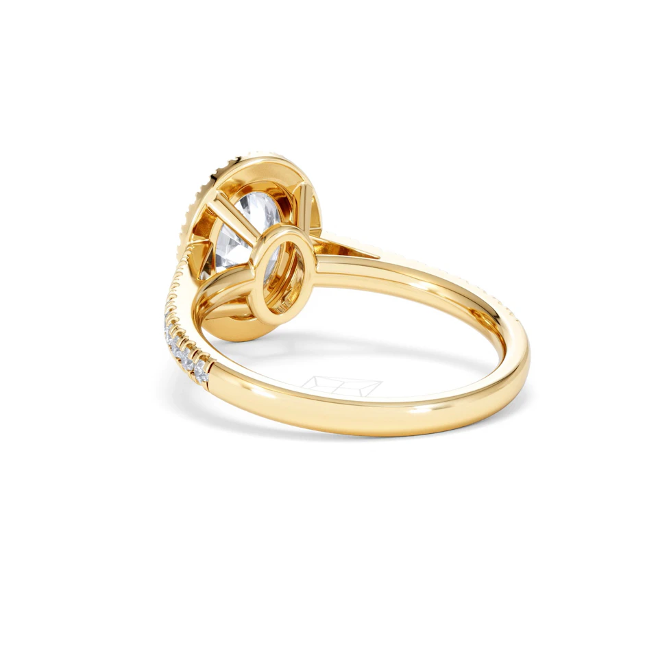 Georgina Lab Oval Diamond Halo Engagement Ring 18K Gold 2.05ct F/VS1