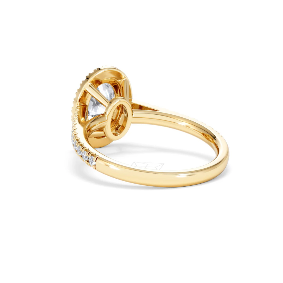 Georgina Lab Oval Diamond Halo Engagement Ring 18K Gold 2.05ct F/VS1
