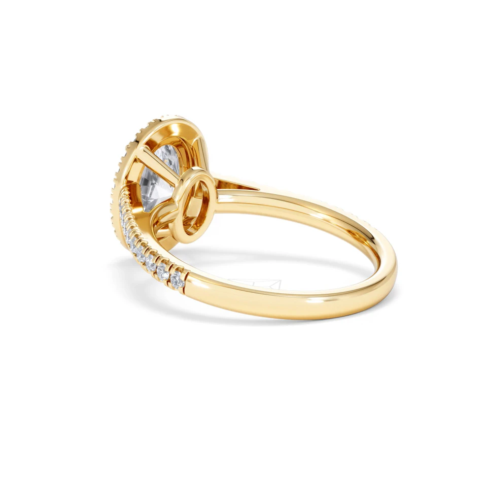 Georgina Lab Oval Diamond Halo Engagement Ring 18K Gold 2.05ct F/VS1