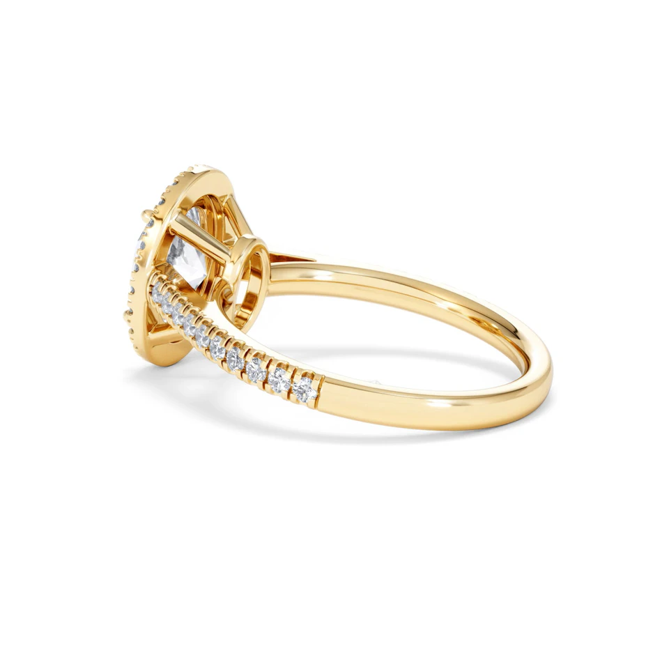 Georgina Lab Oval Diamond Halo Engagement Ring 18K Gold 2.05ct F/VS1