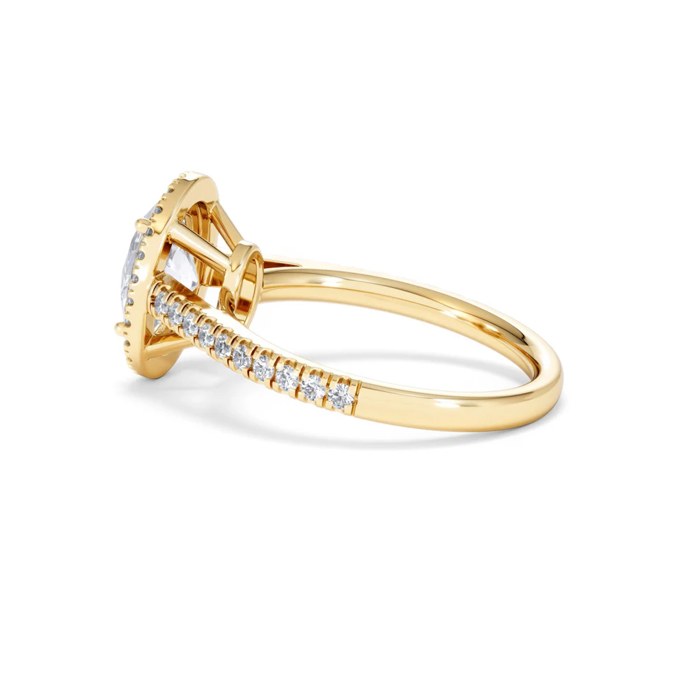 Georgina Lab Oval Diamond Halo Engagement Ring 18K Gold 2.05ct F/VS1