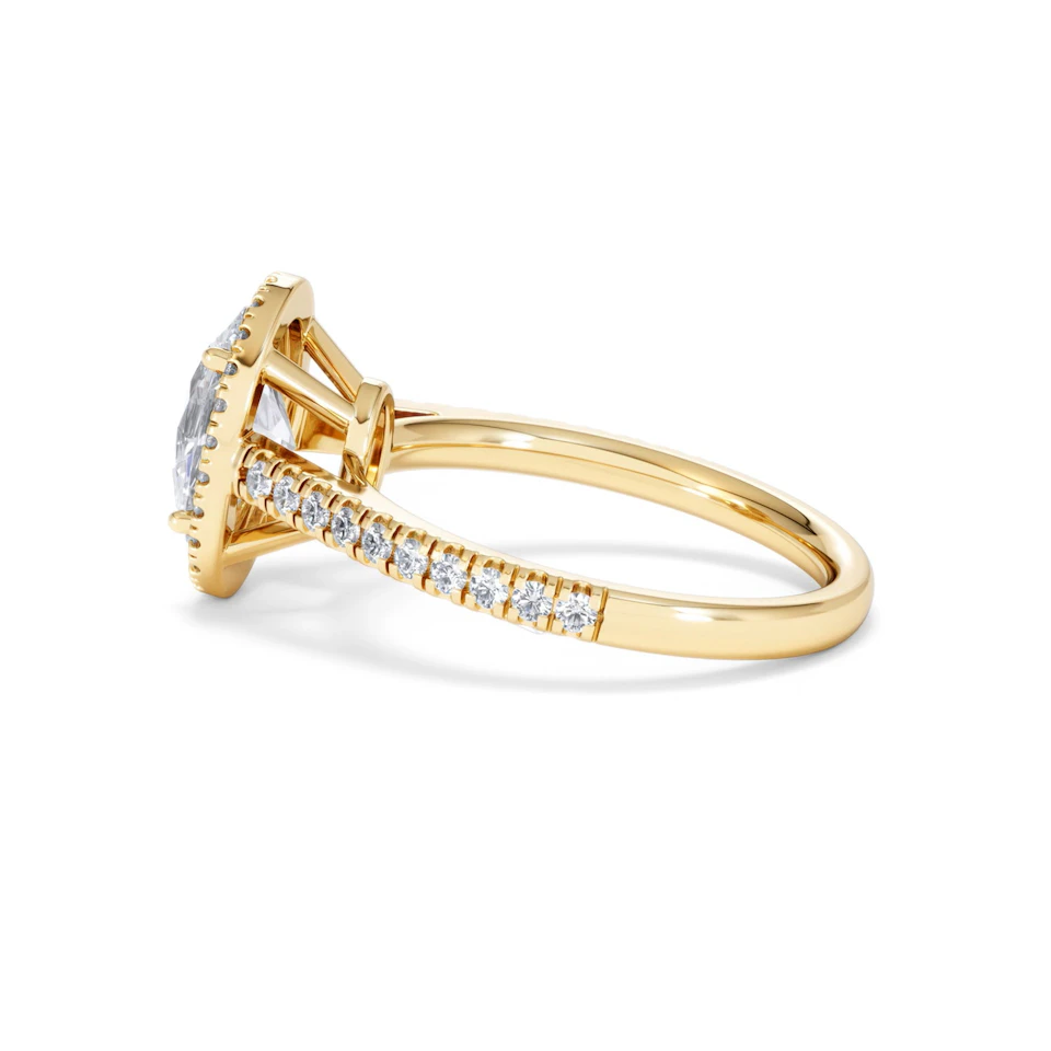 Georgina Lab Oval Diamond Halo Engagement Ring 18K Gold 2.05ct F/VS1