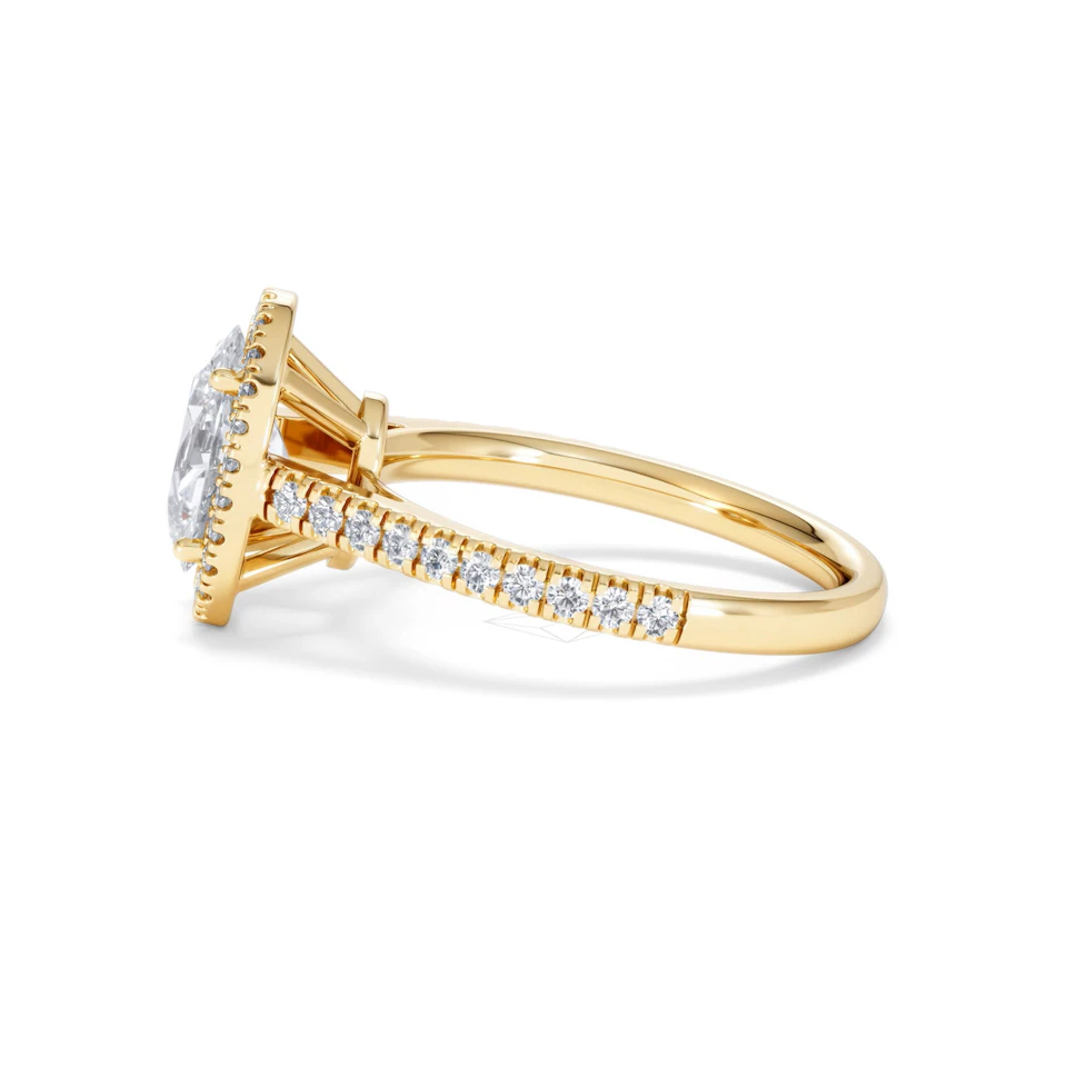 Georgina Lab Oval Diamond Halo Engagement Ring 18K Gold 2.05ct F/VS1