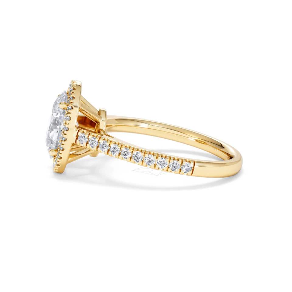 Georgina Lab Oval Diamond Halo Engagement Ring 18K Gold 2.05ct F/VS1