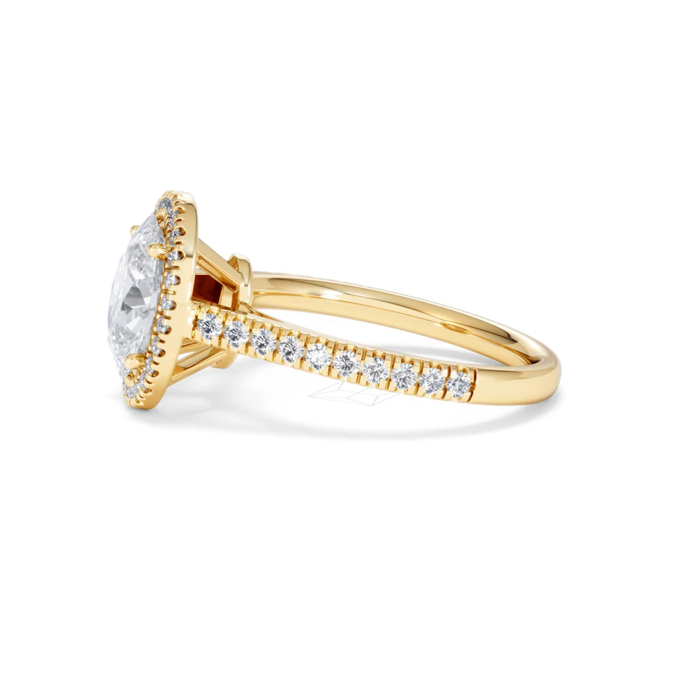 Georgina Lab Oval Diamond Halo Engagement Ring 18K Gold 2.05ct F/VS1