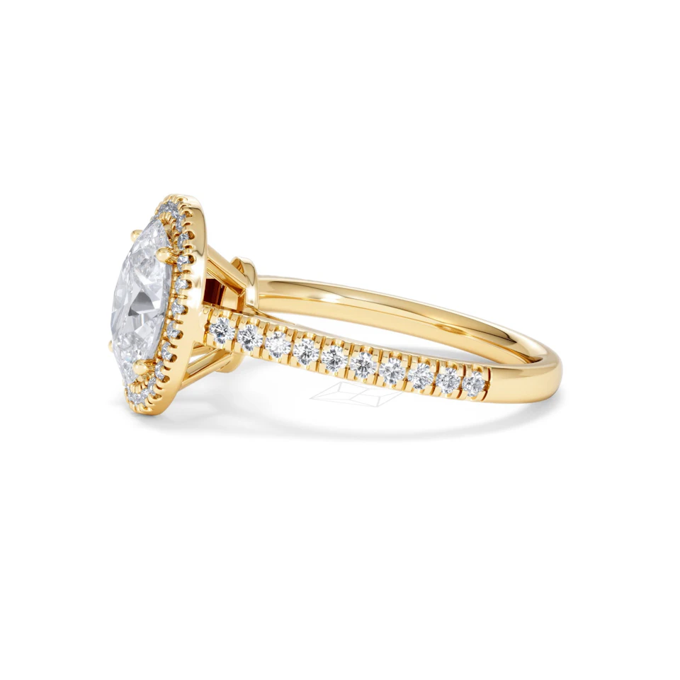 Georgina Lab Oval Diamond Halo Engagement Ring 18K Gold 2.05ct F/VS1