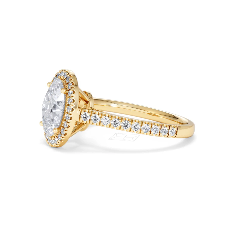 Georgina Lab Oval Diamond Halo Engagement Ring 18K Gold 2.05ct F/VS1
