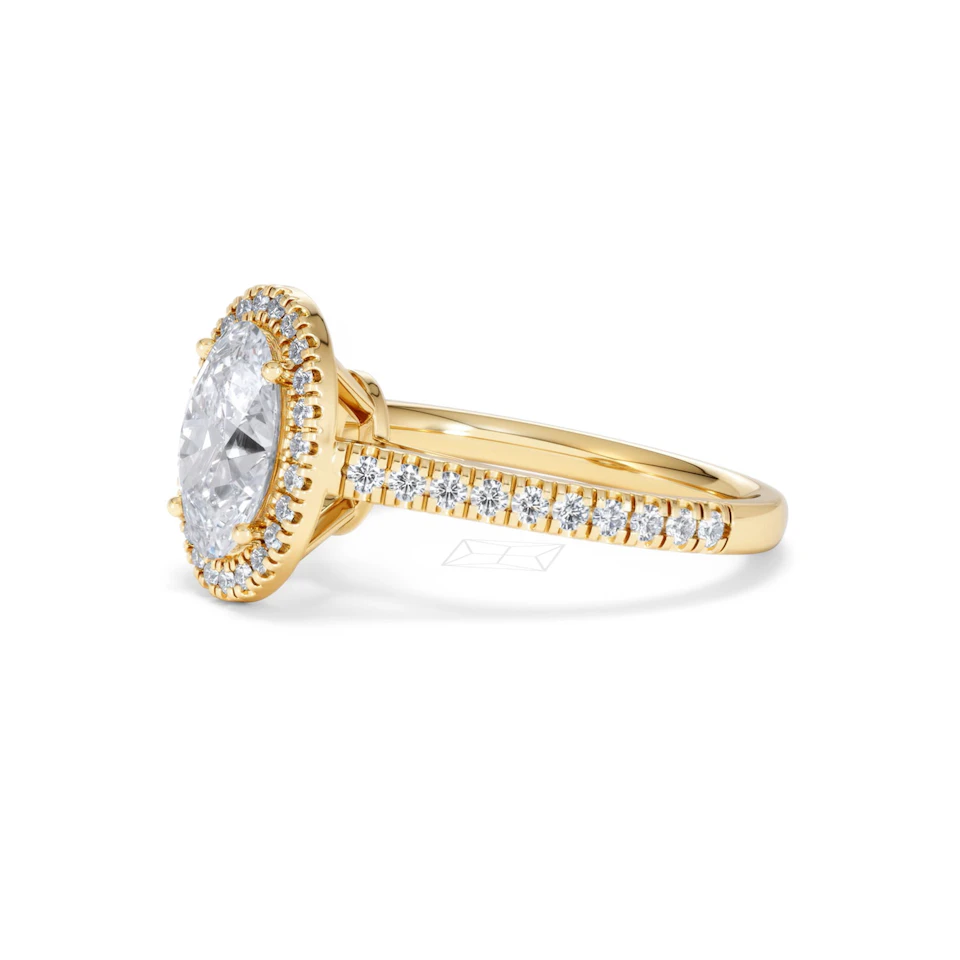 Georgina Lab Oval Diamond Halo Engagement Ring 18K Gold 2.05ct F/VS1