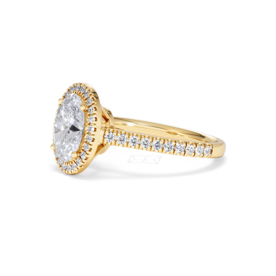Georgina Lab Oval Diamond Halo Engagement Ring 18K Gold 2.05ct F/VS1