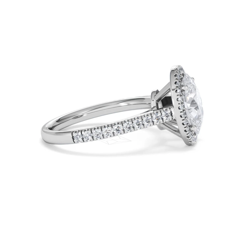 Georgina Lab Oval Diamond Halo Engagement Ring 18K White Gold 2.55ct F/VS1