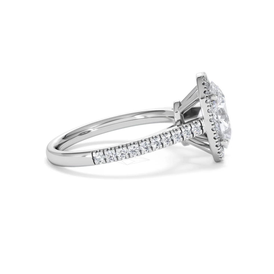 Georgina Lab Oval Diamond Halo Engagement Ring 18K White Gold 2.55ct F/VS1