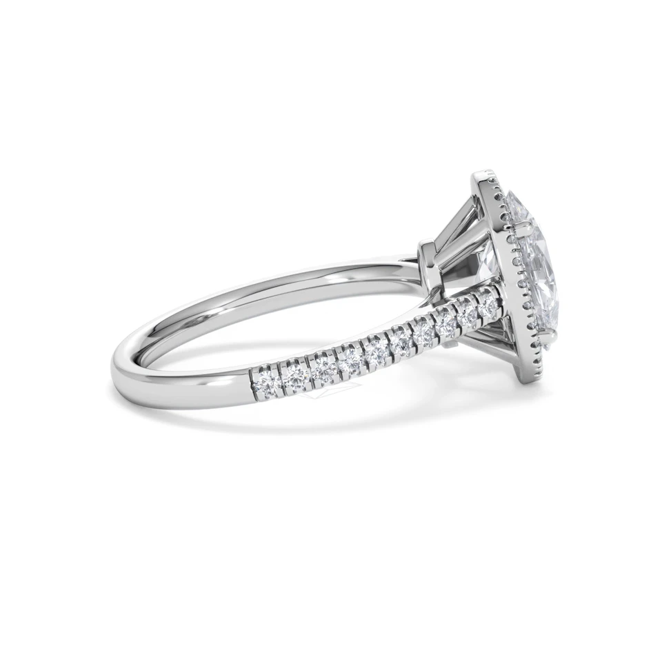 Georgina Lab Oval Diamond Halo Engagement Ring 18K White Gold 2.55ct F/VS1
