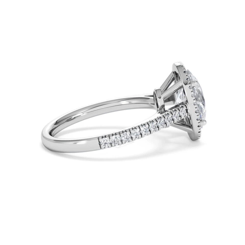 Georgina Lab Oval Diamond Halo Engagement Ring 18K White Gold 2.55ct F/VS1