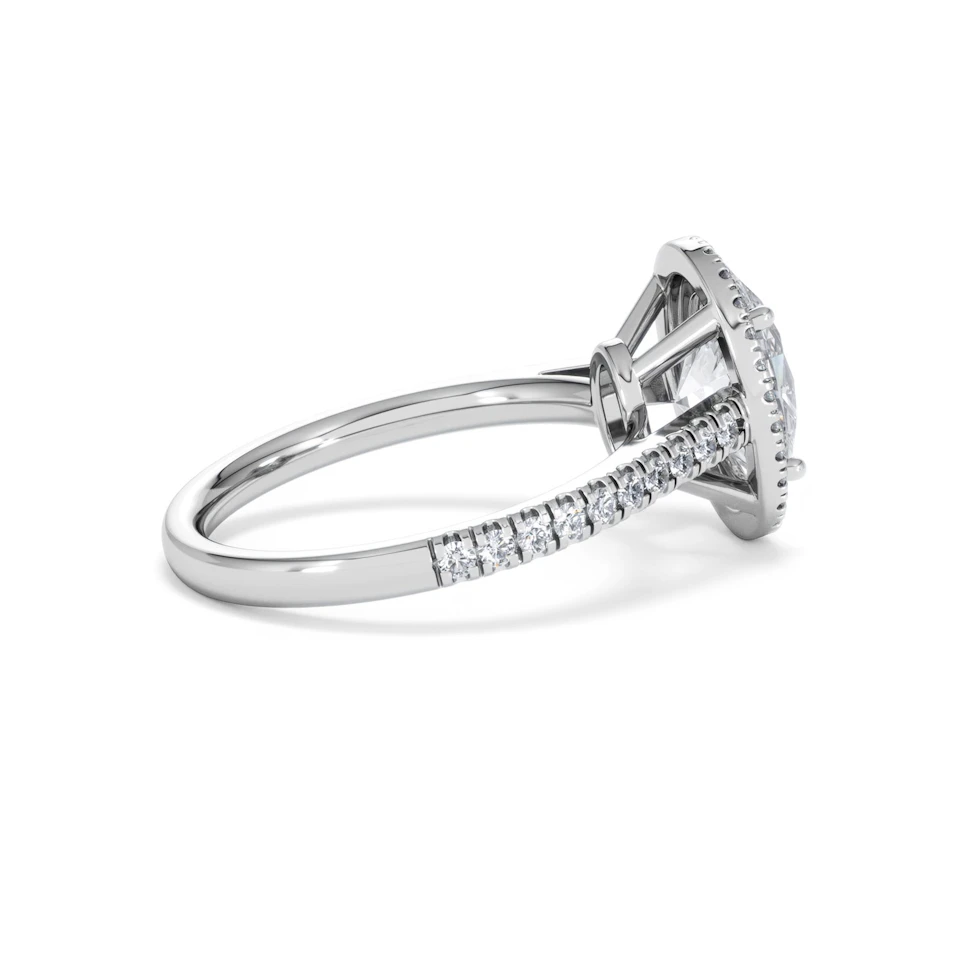 Georgina Lab Oval Diamond Halo Engagement Ring 18K White Gold 2.55ct F/VS1