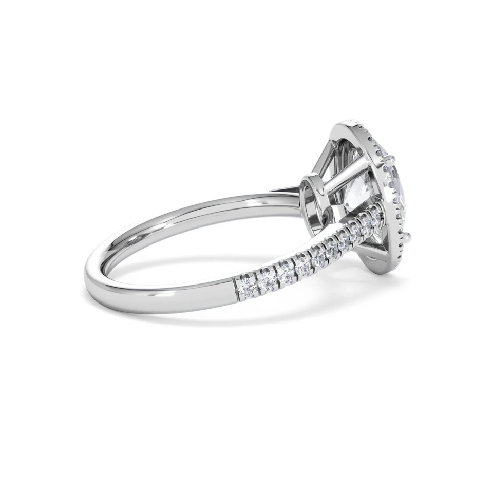 Georgina Lab Oval Diamond Halo Engagement Ring 18K White Gold 2.55ct F/VS1