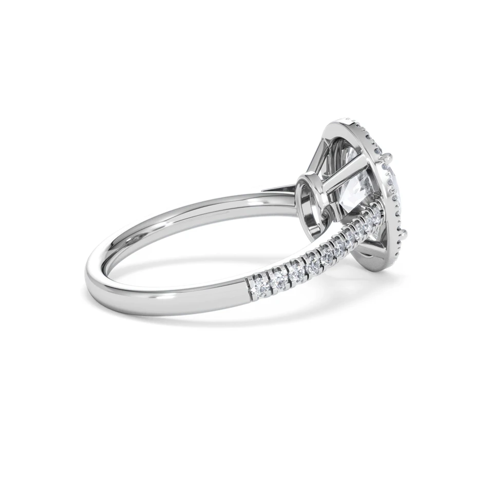 Georgina Lab Oval Diamond Halo Engagement Ring 18K White Gold 2.55ct F/VS1