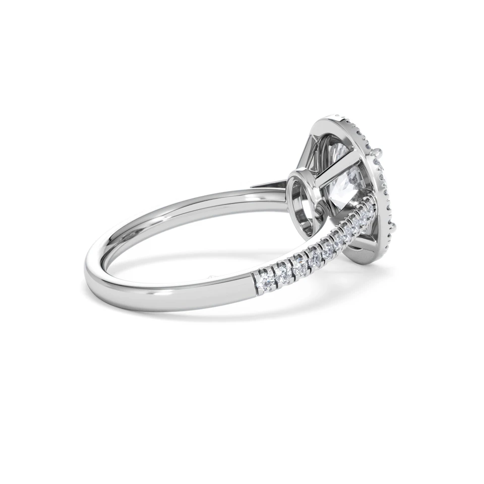 Georgina Lab Oval Diamond Halo Engagement Ring 18K White Gold 2.55ct F/VS1