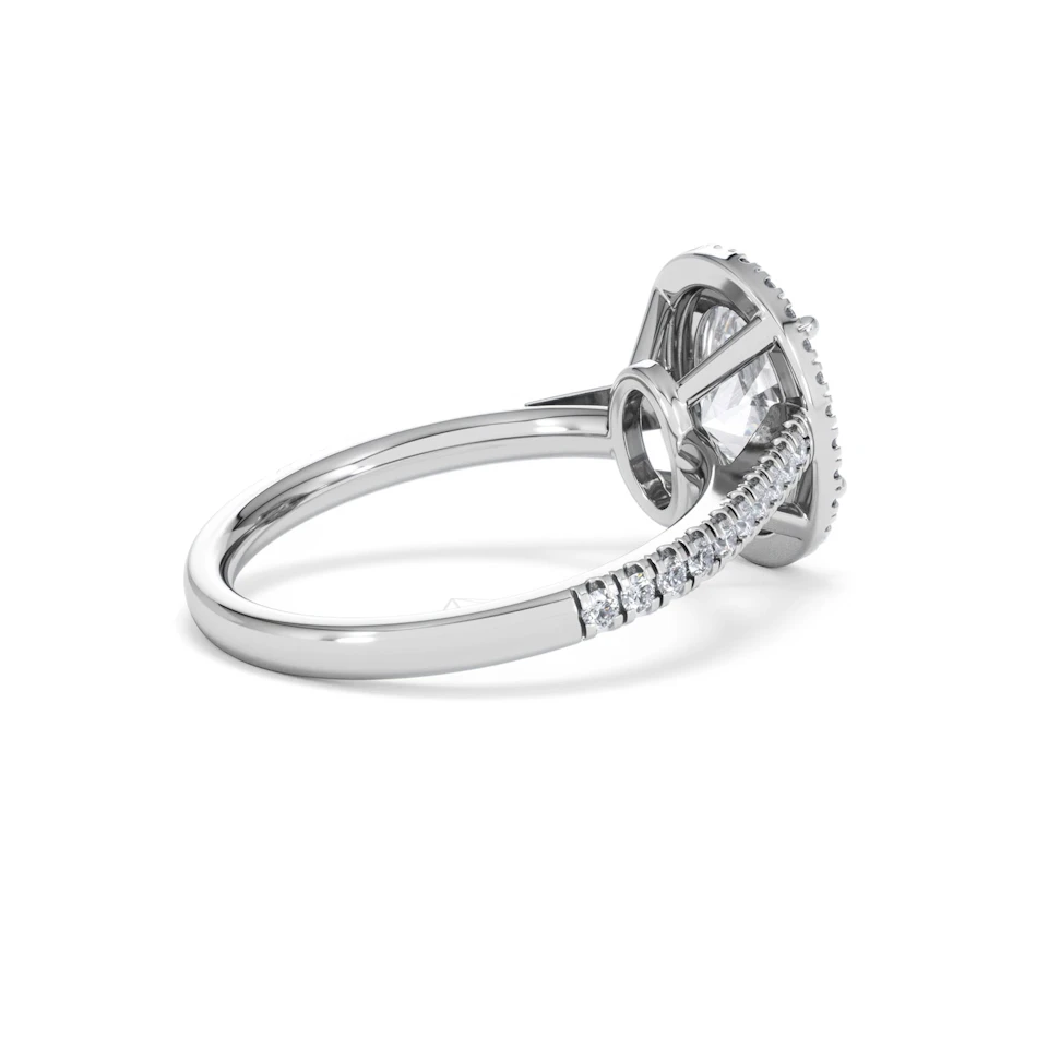 Georgina Lab Oval Diamond Halo Engagement Ring 18K White Gold 2.55ct F/VS1